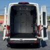 Horizontal photograph of a 2021FordTransit 250 Cargo VanHigh Roof Van 3D