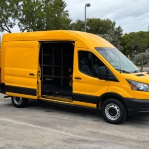 Horizontal photograph of a 2021FordTransit 250 Cargo VanHigh Roof Van 3D