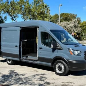 Horizontal photograph of a 2020FordTransit 250 Cargo VanExtended Length High Roof Van 3D