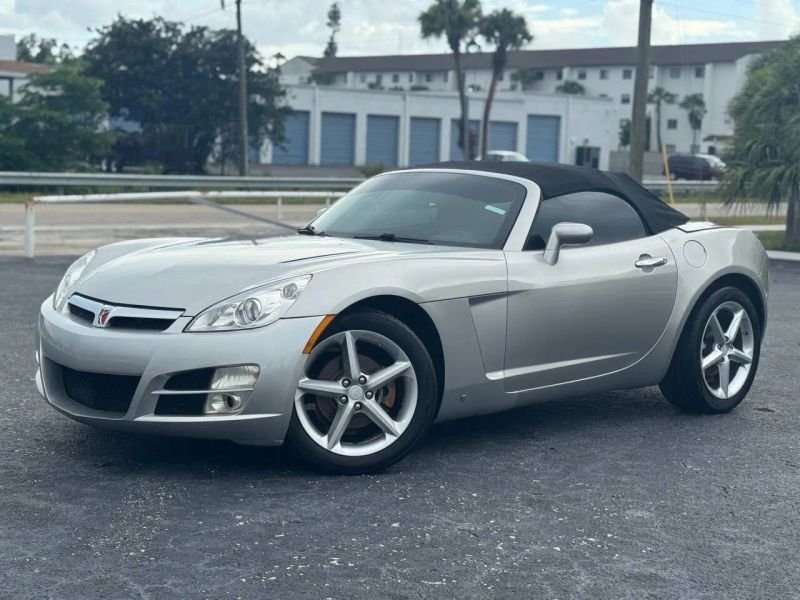 Horizontal photograph of a 2008SaturnSKYRoadster 2D
