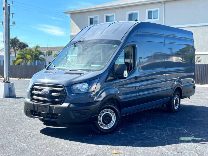 Horizontal photograph of a 2020FordTransit 250 Cargo VanExtended Length High Roof Van 3D