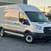 Horizontal photograph of a 2021FordTransit 250 Cargo VanHigh Roof Extended Length Van 3D