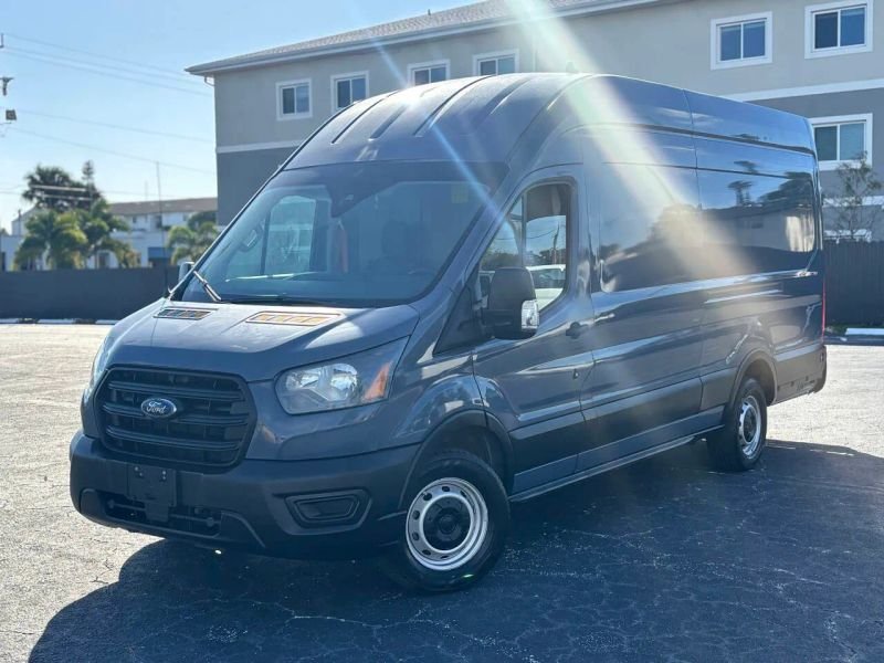 Horizontal photograph of a 2020FordTransit 250 Cargo VanExtended Length High Roof Van 3D