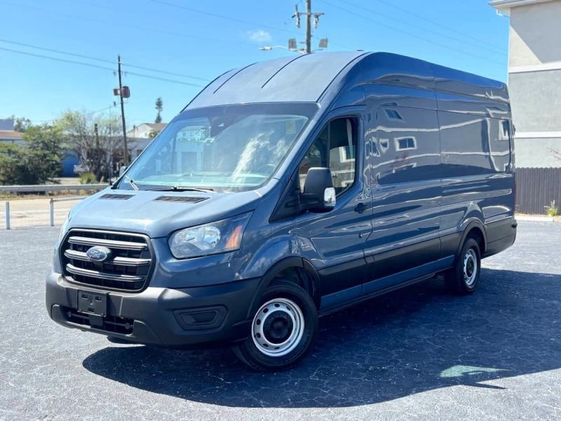 Horizontal photograph of a 2020FordTransit 250 Cargo VanExtended Length High Roof Van 3D