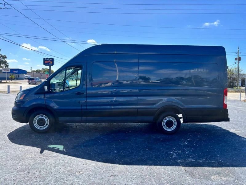Horizontal photograph of a 2020FordTransit 250 Cargo VanExtended Length High Roof Van 3D