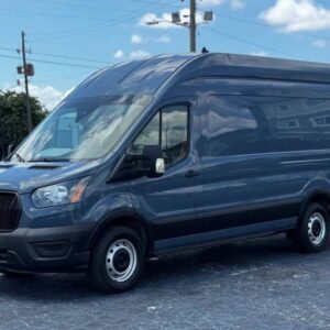 Horizontal photograph of a 2021FordTransit 250 Cargo VanHigh Roof Extended Length Van 3D