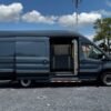 Horizontal photograph of a 2021FordTransit 250 Cargo VanHigh Roof Extended Length Van 3D