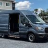 Horizontal photograph of a 2021FordTransit 250 Cargo VanHigh Roof Extended Length Van 3D