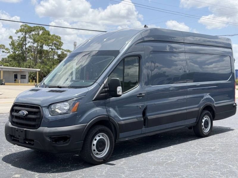 Horizontal photograph of a 2020FordTransit 250 Cargo VanExtended Length High Roof Van 3D