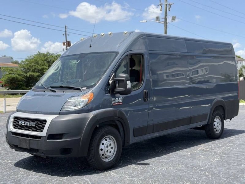 Horizontal photograph of a 2020RamProMaster Cargo Van3500 High Roof Extended Van 3D