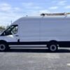 Horizontal photograph of a 2021FordTransit 250 Cargo VanHigh Roof Extended Length Van 3D
