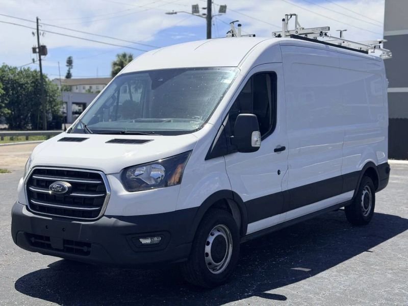 Horizontal photograph of a 2020FordTransit 250 Cargo VanMedium Roof w/LWB Van 3D