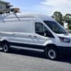 Horizontal photograph of a 2021FordTransit 250 Cargo VanHigh Roof Extended Length Van 3D